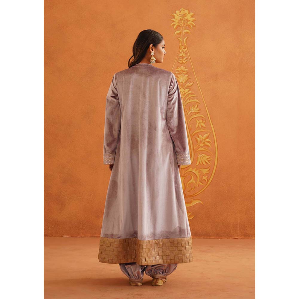 Inej Zeba Lavender Anarkali with Salwar and Dupatta (Set of 3)