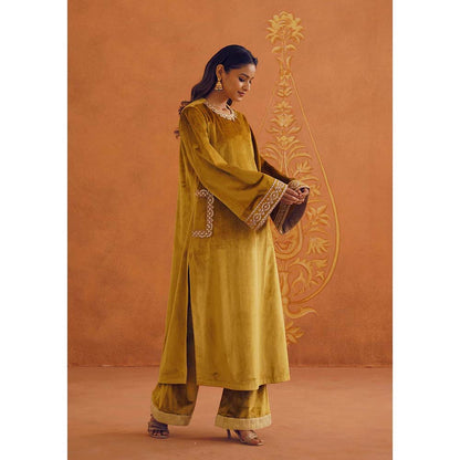 Inej Zeba Mustard Straight Kurta with Palazzo and Dupatta (Set of 3)