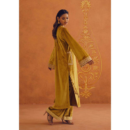 Inej Zeba Mustard Straight Kurta with Palazzo and Dupatta (Set of 3)