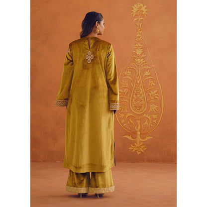 Inej Zeba Mustard Straight Kurta with Palazzo and Dupatta (Set of 3)