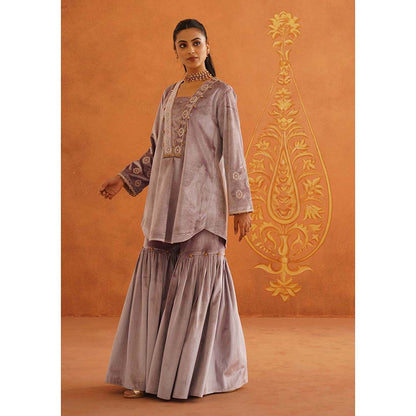 Inej Zeba Lavender Kali Kurta with Sharara and Dupatta (Set of 3)