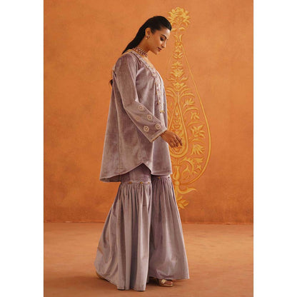 Inej Zeba Lavender Kali Kurta with Sharara and Dupatta (Set of 3)