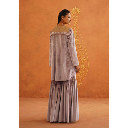 Inej Zeba Lavender Kali Kurta with Sharara and Dupatta (Set of 3)