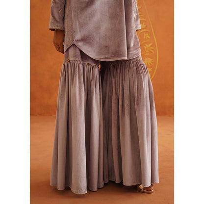 Inej Zeba Lavender Kali Kurta with Sharara and Dupatta (Set of 3)