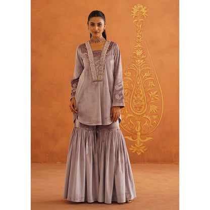 Inej Zeba Lavender Kali Kurta with Sharara and Dupatta (Set of 3)