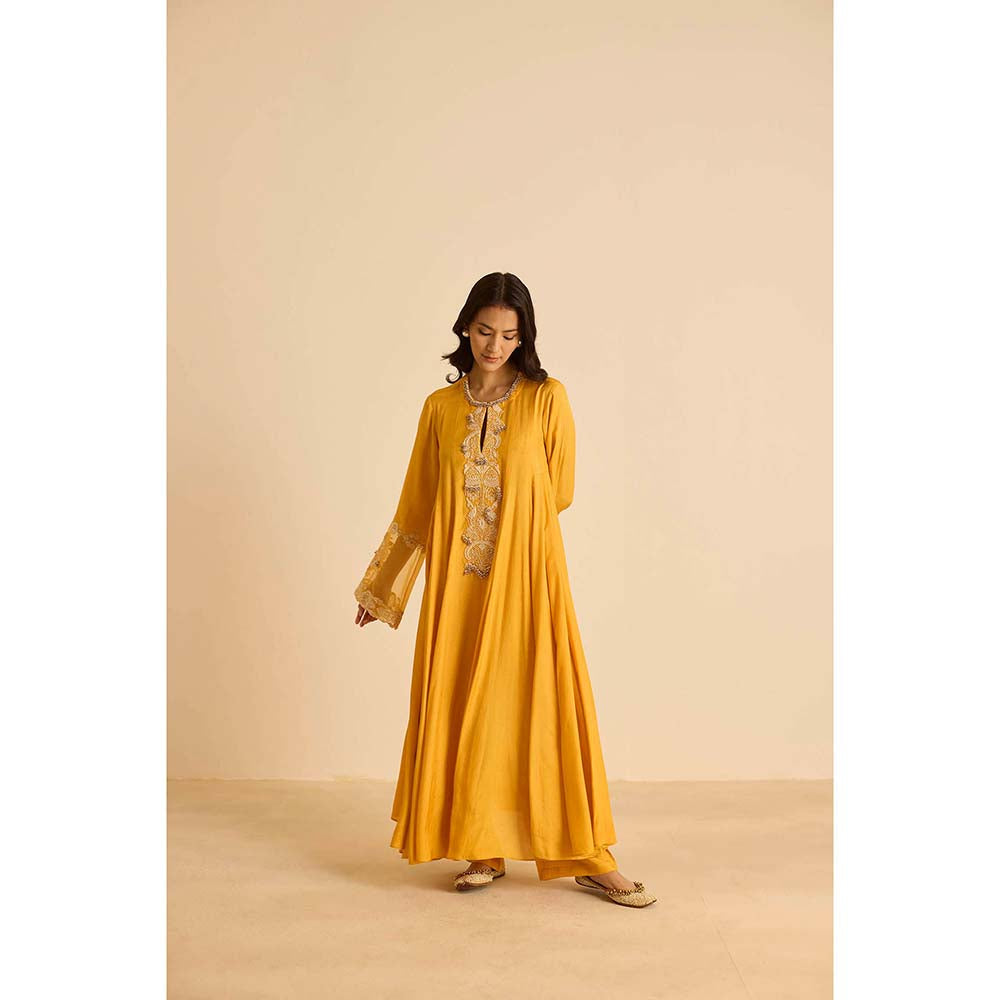 Inej Yellow Anarkali with Pant and Dupatta (Set of 3)