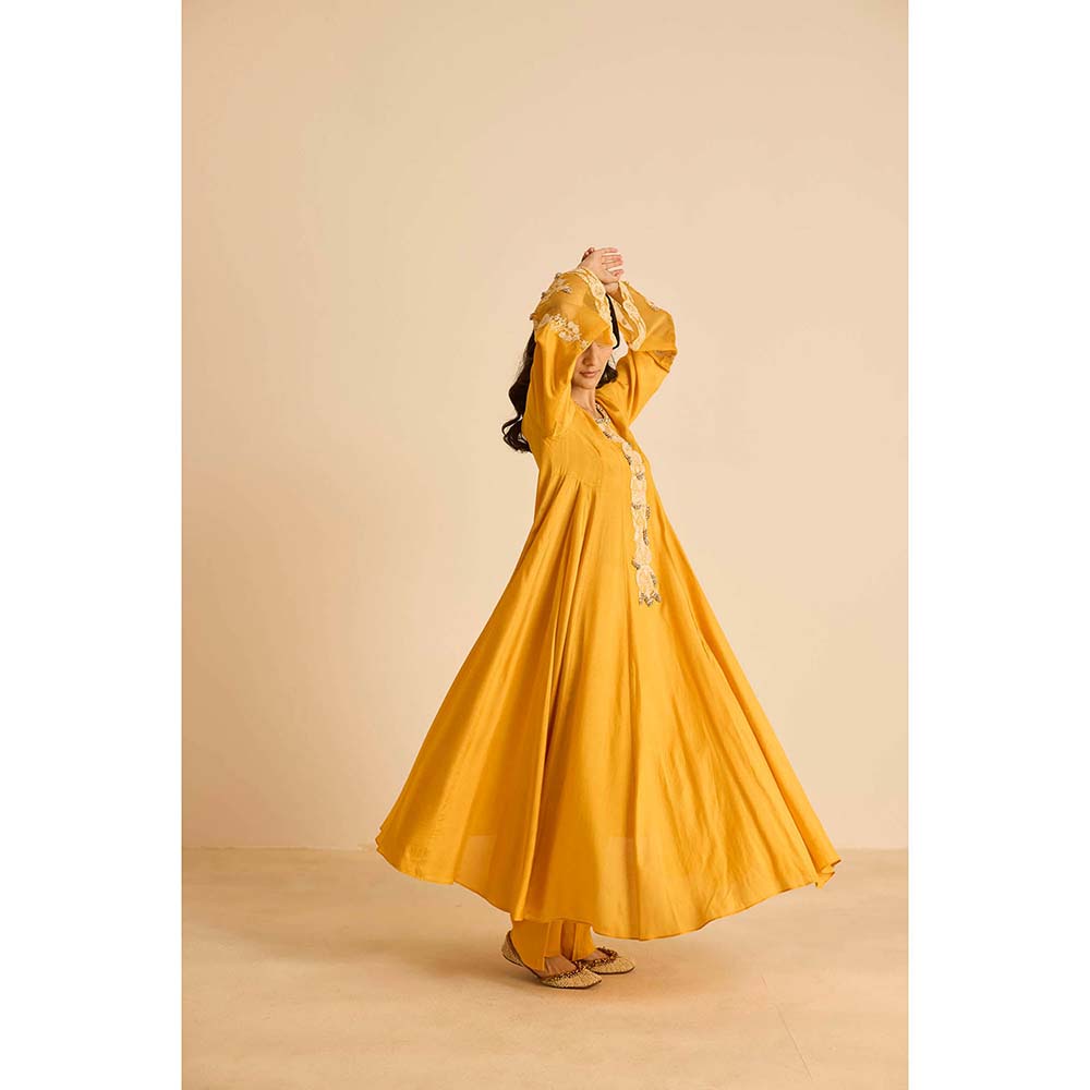 Inej Yellow Anarkali with Pant and Dupatta (Set of 3)