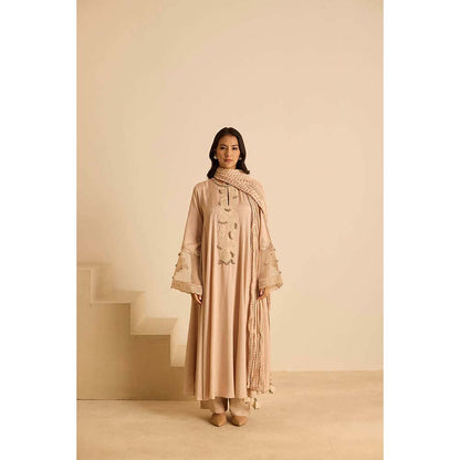 Inej Beige Anarkali with Pant and Dupatta (Set of 3)