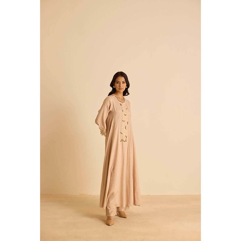 Inej Beige Anarkali with Pant and Dupatta (Set of 3)