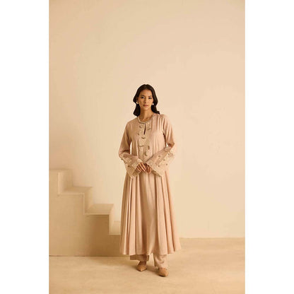 Inej Beige Anarkali with Pant and Dupatta (Set of 3)