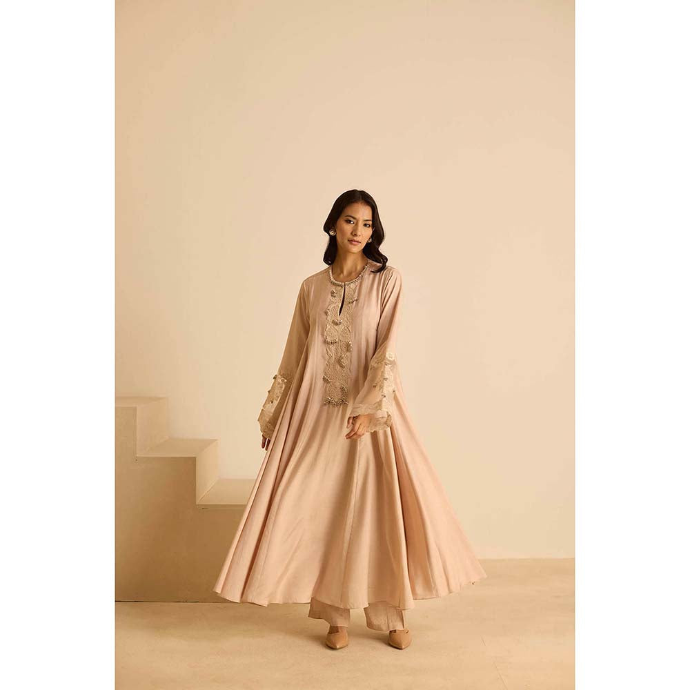 Inej Beige Anarkali with Pant and Dupatta (Set of 3)