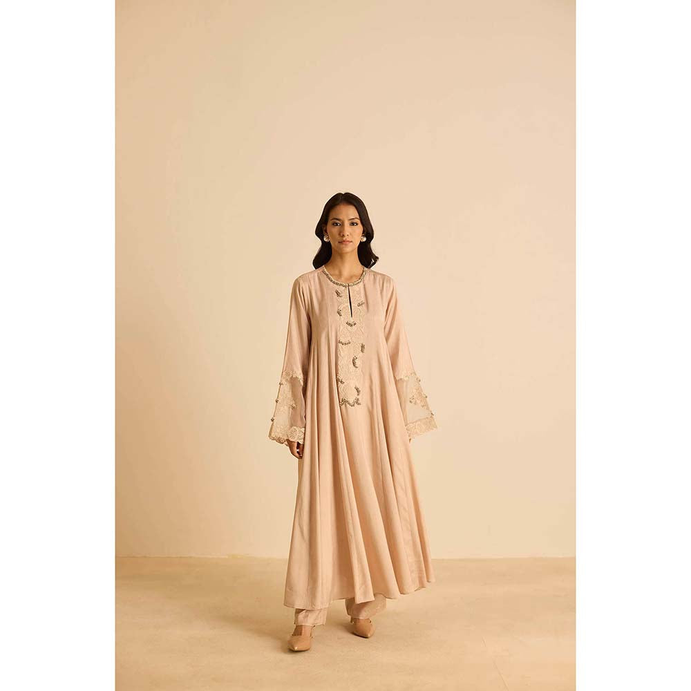 Inej Beige Anarkali with Pant and Dupatta (Set of 3)