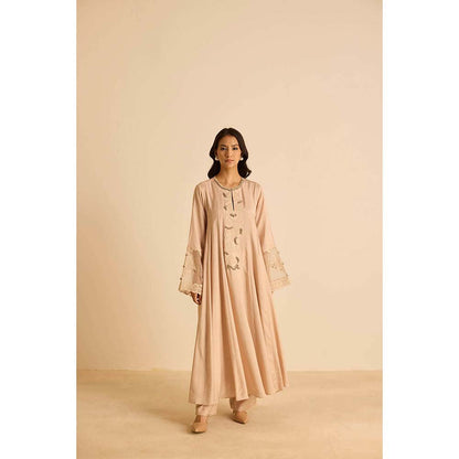 Inej Beige Anarkali with Pant and Dupatta (Set of 3)