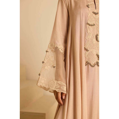 Inej Beige Anarkali with Pant and Dupatta (Set of 3)