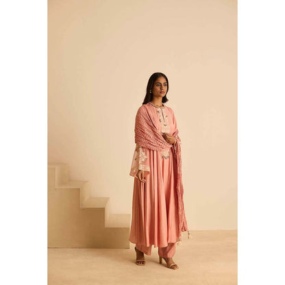 Inej Pink Anarkali with Pant and Dupatta (Set of 3)