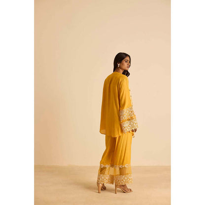 Inej Yellow Front Open Bustier with Pant and Jacket (Set of 3)