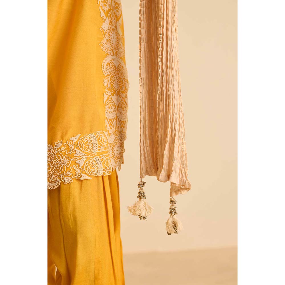 Inej Yellow Kashmiri Kurta with Salwar and Dupatta (Set of 3)