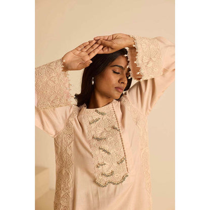 Inej Beige Kashmiri Kurta with Salwar and Dupatta (Set of 3)