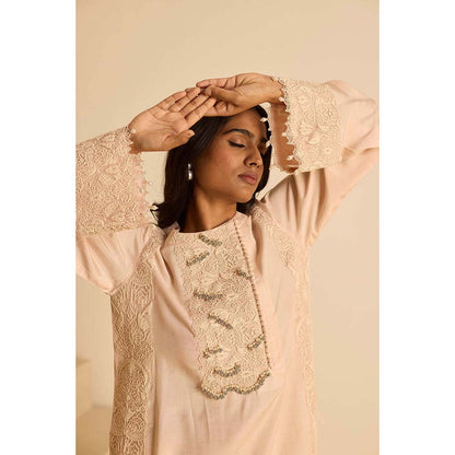 Inej Beige Kashmiri Kurta with Salwar and Dupatta (Set of 3)