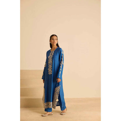 Inej Blue Straight Kurta with Pant and Dupatta (Set of 3)