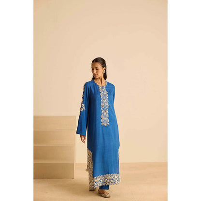 Inej Blue Straight Kurta with Pant and Dupatta (Set of 3)