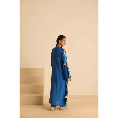 Inej Blue Straight Kurta with Pant and Dupatta (Set of 3)