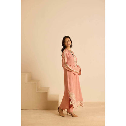 Inej Peach Straight Kurta with Pant and Dupatta (Set of 3)