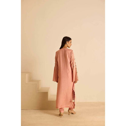 Inej Peach Straight Kurta with Pant and Dupatta (Set of 3)