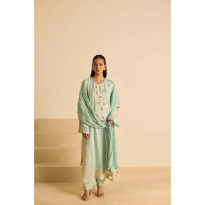 Inej Green Straight Kurta with Pant and Dupatta (Set of 3)
