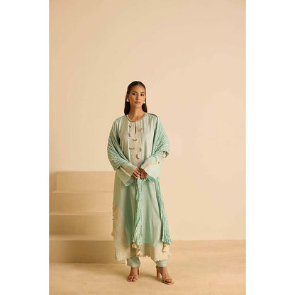 Inej Green Straight Kurta with Pant and Dupatta (Set of 3)