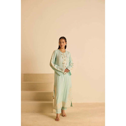 Inej Green Straight Kurta with Pant and Dupatta (Set of 3)