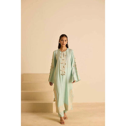 Inej Green Straight Kurta with Pant and Dupatta (Set of 3)