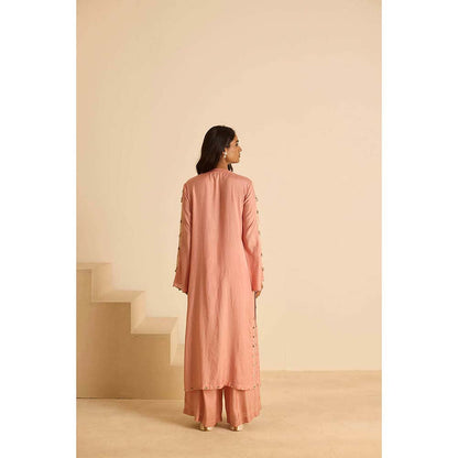 Inej Peach Front Panel Kurta with Pant and Dupatta (Set of 3)