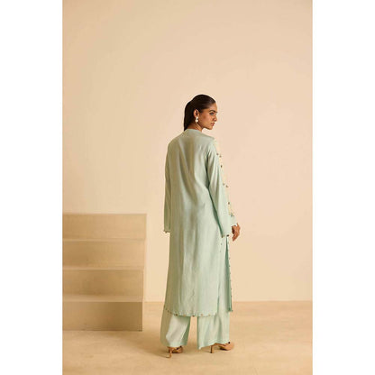 Inej Green Front Panel Kurta with Pant and Dupatta (Set of 3)