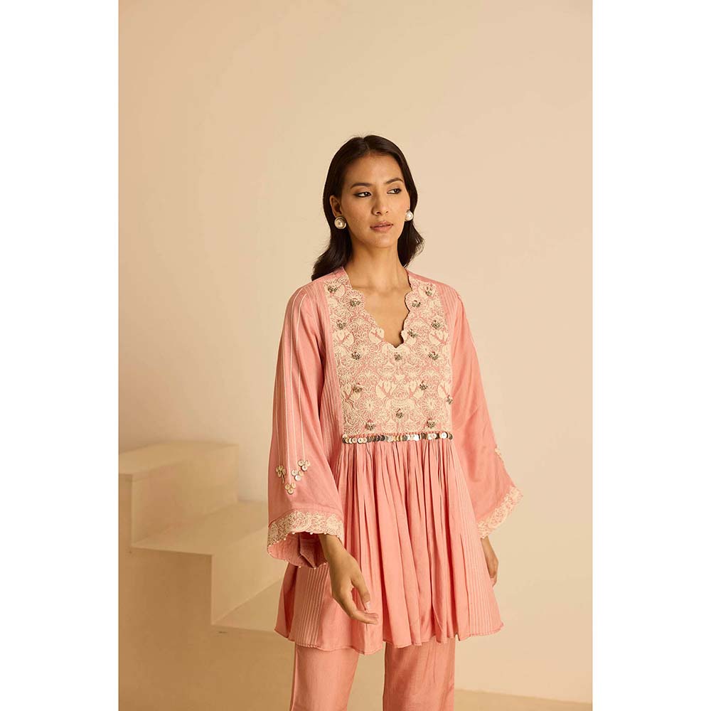 Inej Peach Yok Top with Pant (Set of 2)