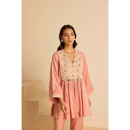 Inej Peach Yok Top with Pant (Set of 2)