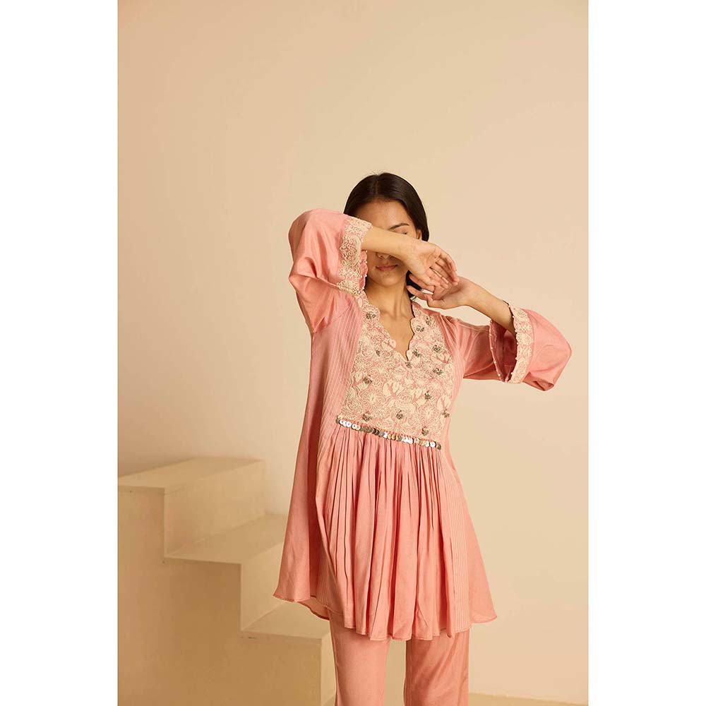 Inej Peach Yok Top with Pant (Set of 2)