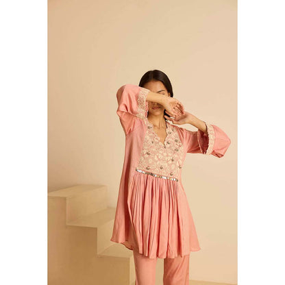 Inej Peach Yok Top with Pant (Set of 2)