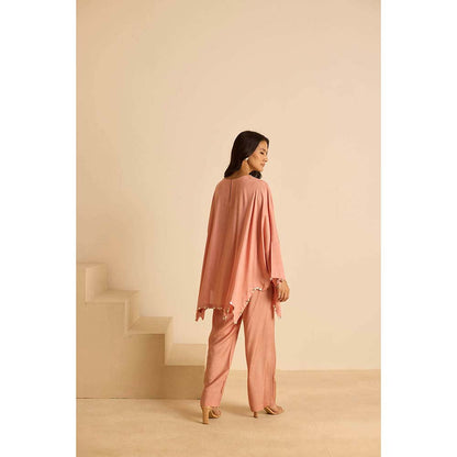 Inej Peach Kaftan Top with Pant (Set of 2)