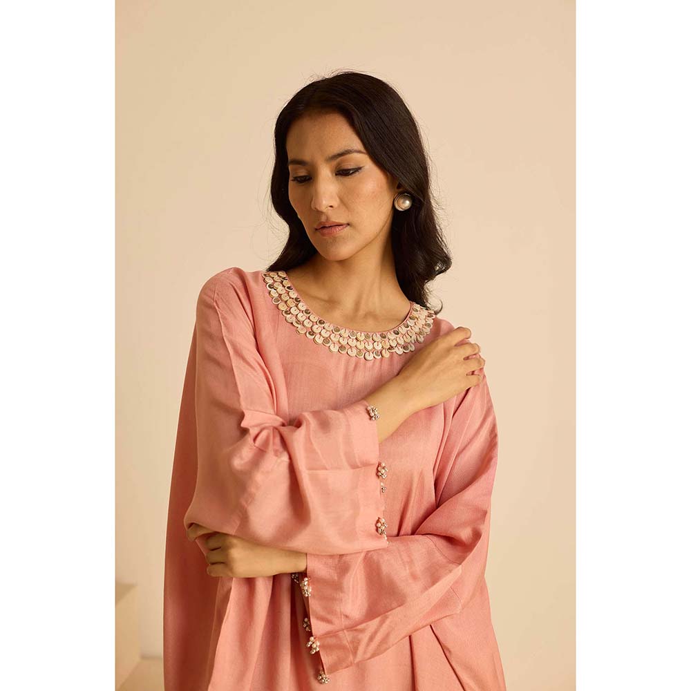 Inej Peach Kaftan Top with Pant (Set of 2)