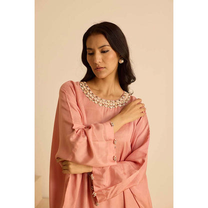Inej Peach Kaftan Top with Pant (Set of 2)