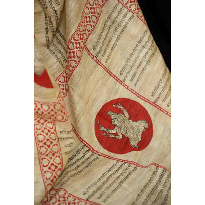 Isadora Life Womens Printed Beige Pre-Draped Saree With Unstitched Blouse