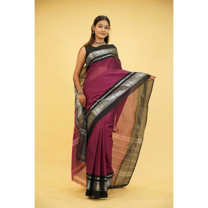 Isadora Life Womens Woven Zari Purple Pre-Draped Saree With Unstitched Blouse