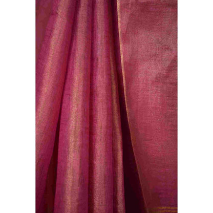 Isadora Life Womens Woven Tassels Pink Pre-Draped Saree With Unstitched Blouse