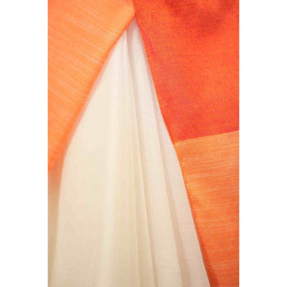 Isadora Life Womens Colorblock Tassels White Pre-Draped Saree With Unstitched Blouse
