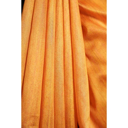 Isadora Life Womens Printed Tassels Orange Pre-Draped Saree With Unstitched Blouse