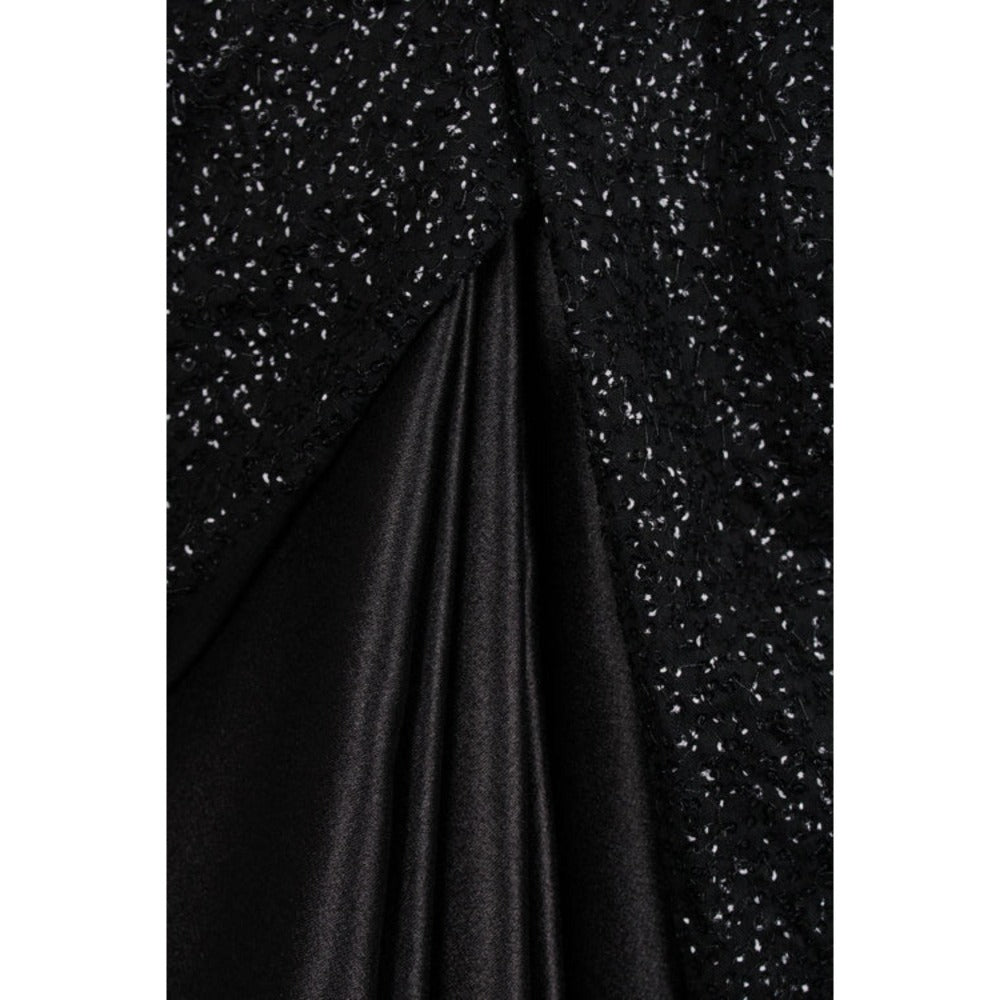 Isadora Life Womens Sequined Black Pre-Draped Saree with Unstitched Blouse
