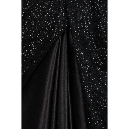 Isadora Life Womens Sequined Black Pre-Draped Saree with Unstitched Blouse
