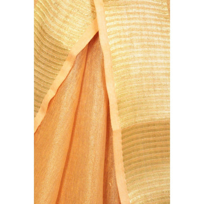 Isadora Life Womens Woven Tassels Yellow Pre-Draped Saree With Unstitched Blouse