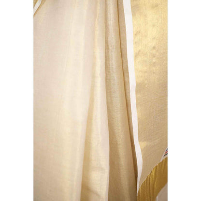 Isadora Life Womens Zari Printed Beige Pre-Draped Saree with Unstitched Blouse